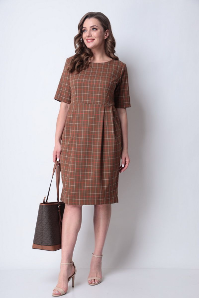 Платье Michel chic 2091 коричневый-клетка - фото 1