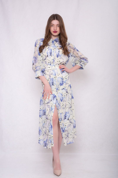 Платье АСВ 1246.3 лимонно-васильковый - фото 1