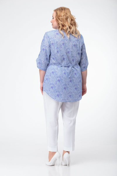 Блуза, брюки LadyThreeStars 1775 голубой+белый - фото 2
