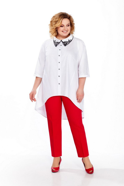 Блуза, брюки Pretty 859 белый+красный - фото 1