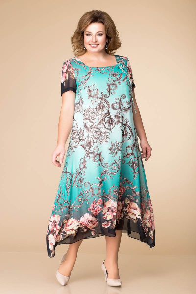 Платье Romanovich Style 1-1332 бирюзовые_вензеля - фото 1