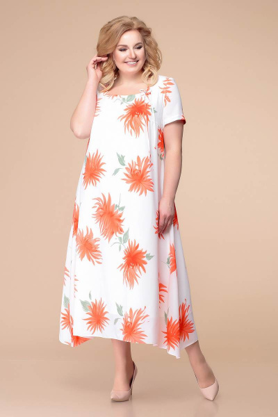 Платье Romanovich Style 1-1332 белый+оранж - фото 1