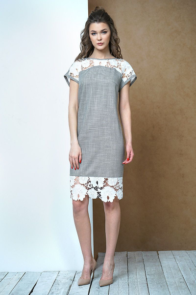 Платье Fantazia Mod 3413 серо-оливковый - фото 2