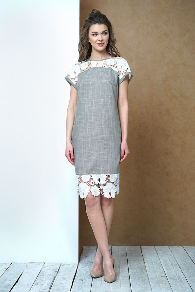 Платье Fantazia Mod 3413 серо-оливковый - фото 3