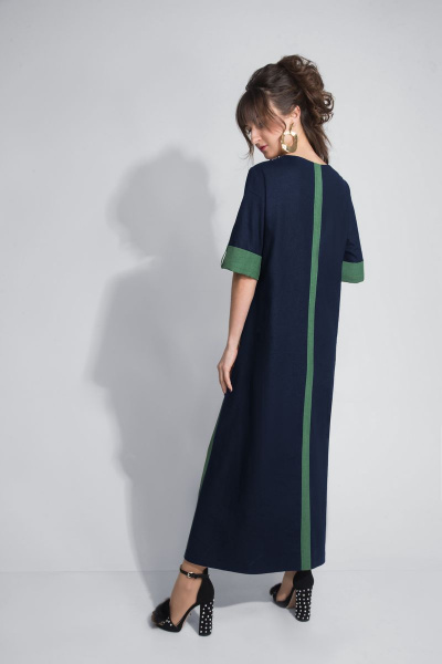Платье ElPaiz 403 т.синий+зеленый+желтый - фото 2