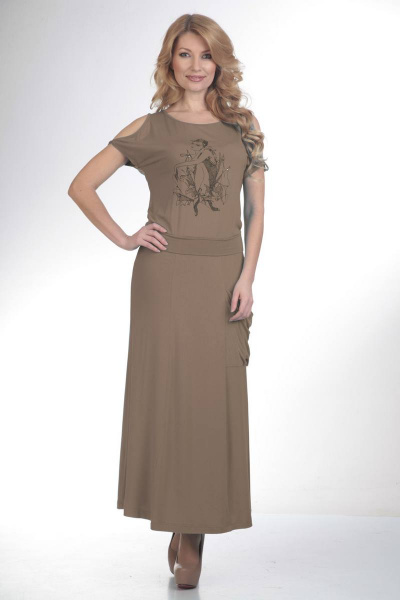 Платье Liona Style 475 кофе - фото 1