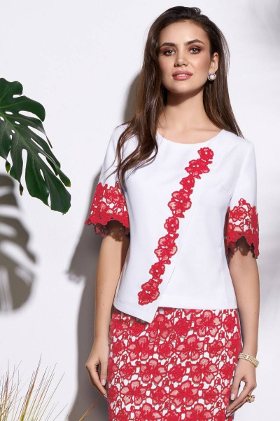 Блуза, юбка Lissana 3659 белый/красный - фото 5