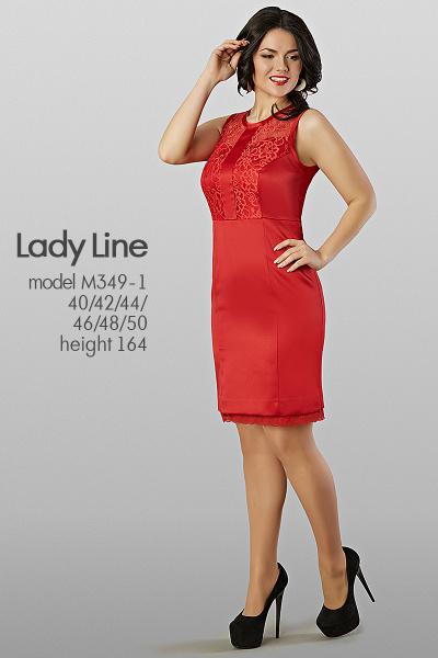 Платье Lady Line 349-1 красный - фото 1