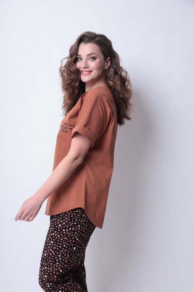 Блуза, брюки Michel chic 1285 коричневый - фото 4