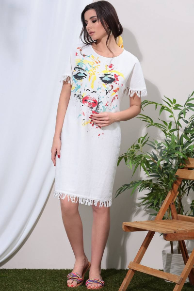 Платье LeNata 11258 белый - фото 2
