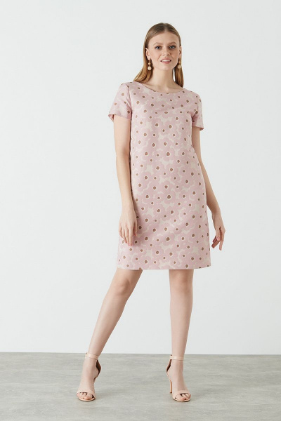 Платье Nelva 51001 розово-кремовый-жаккард - фото 1