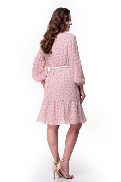Платье Мишель стиль 1038 серые_горохи_розовый - фото 3