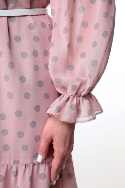 Платье Мишель стиль 1038 серые_горохи_розовый - фото 2