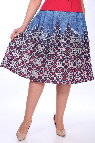Жакет, юбка Lady Style Classic 1180/4 красный_синий - фото 2
