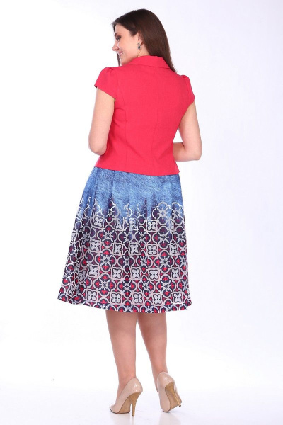 Жакет, юбка Lady Style Classic 1180/4 красный_синий - фото 4