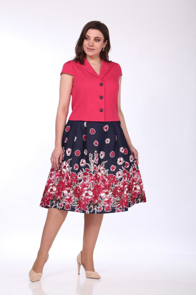 Жакет, юбка Lady Style Classic 1180/5 красный_темно-синий - фото 2