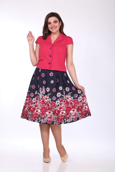 Жакет, юбка Lady Style Classic 1180/5 красный_темно-синий - фото 1