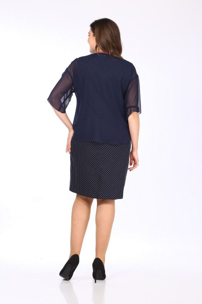 Блуза, платье Lady Style Classic 1757/1 темно-синий_горох - фото 3