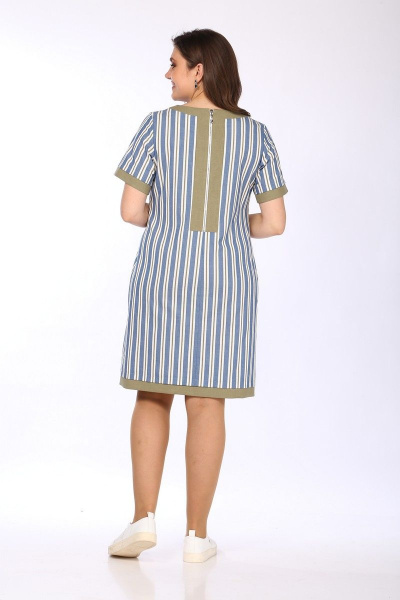 Платье Lady Style Classic 1427/9 синий_хаки-полосы - фото 3