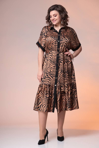 Платье Romanovich Style 1-2359 кэмел/черный - фото 1