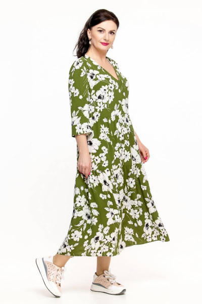 Платье Дорофея 598 зеленый.белый - фото 1