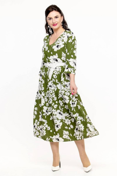 Платье Дорофея 598 зеленый.белый - фото 2