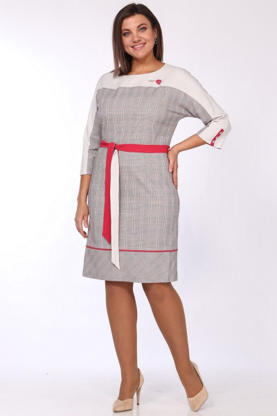 Платье Lady Style Classic 1551/1 серо-розовый_клетка - фото 1