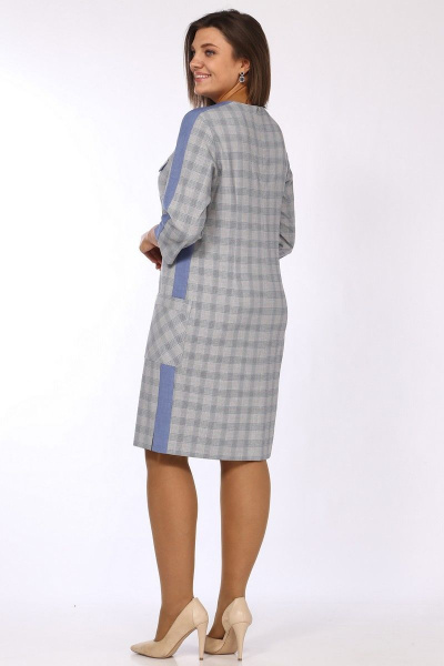 Платье Lady Style Classic 1487/1 синий_серый_клетка - фото 4