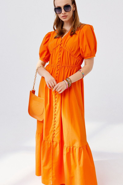 Платье ELLETTO LIFE 1901 оранжевый - фото 5