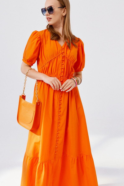 Платье ELLETTO LIFE 1901 оранжевый - фото 4
