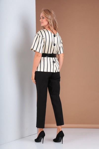 Блуза, брюки Gamma Gracia 341 черный-кремовый-полоска - фото 4