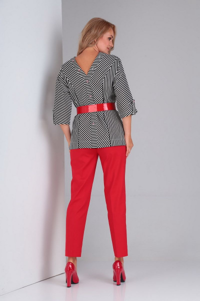 Блуза, брюки Gamma Gracia 384 красный-черный-белая-полоска - фото 4