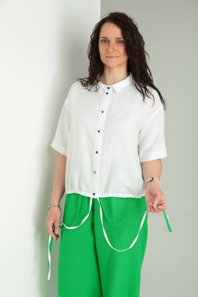 Блуза, брюки Ma Vie М600 белый/зеленый - фото 5