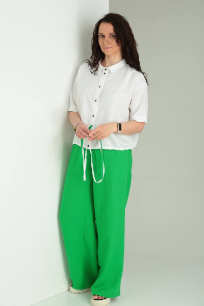 Блуза, брюки Ma Vie М600 белый/зеленый - фото 4