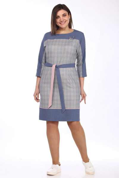 Платье Lady Style Classic 1551/5 синий-серый - фото 1