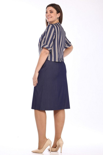 Жакет, юбка Lady Style Classic 1544/3 темно-синий_коричневый - фото 3