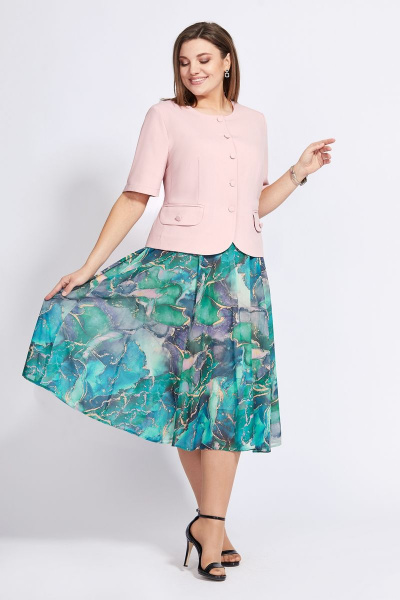 Жакет, юбка Милора-стиль 1008 светло-розовый - фото 1