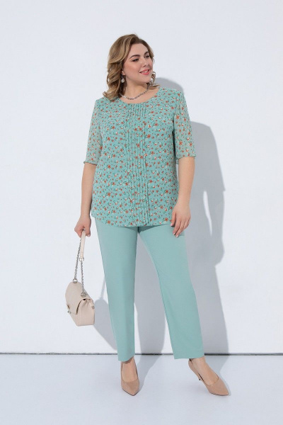 Блуза, брюки Pretty 2232 мята-дизайн - фото 1
