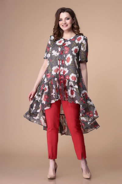 Блуза, брюки Romanovich Style 2-1758 красный/графит - фото 1