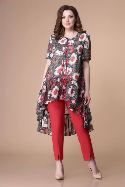 Блуза, брюки Romanovich Style 2-1758 красный/графит - фото 2