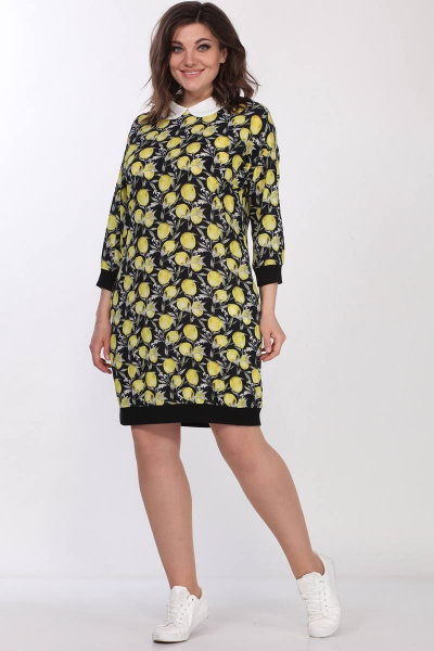 Платье Lady Style Classic 1553/1 черный_с_желтым/лимоны - фото 1