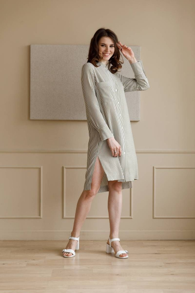 Платье Ivera 1080 молочный-хаки - фото 7