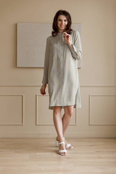 Платье Ivera 1080 молочный-хаки - фото 6