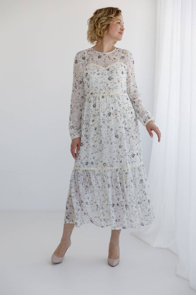 Платье Ivera 1084 молочный, серый - фото 3