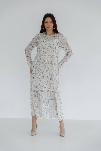 Платье Ivera 1084 молочный, серый - фото 6