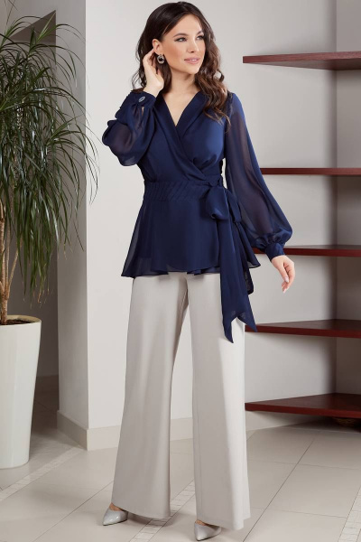 Блуза Teffi Style L-1547 темно-синий - фото 1