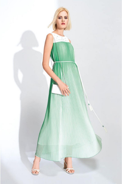 Платье Nelva 51169 молочный/зеленый - фото 2
