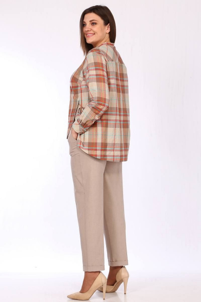 Блуза Lady Style Classic 2393/2 коричневые_тона/клетка - фото 2