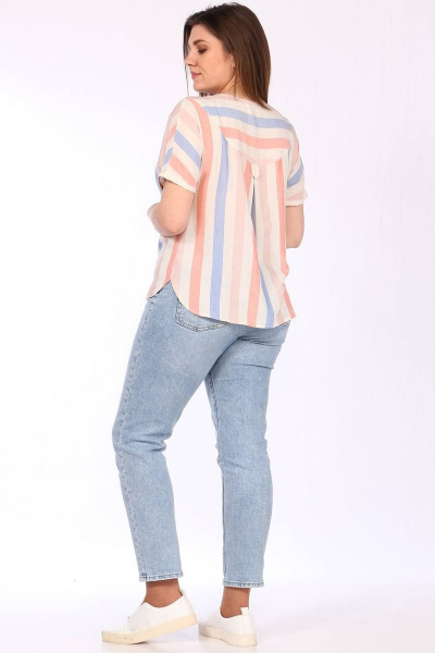 Блуза Lady Style Classic 2777 розово-сине-бежевая_полоска - фото 3