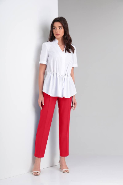 Блуза, брюки Vilena 806 белый+красный - фото 1